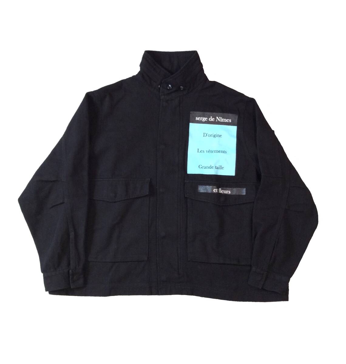 MORGAN モーガン オーバーサイズ コットン ジャケット ブルゾン ブラック 黒 プリント メンズ M (ma)拍卖