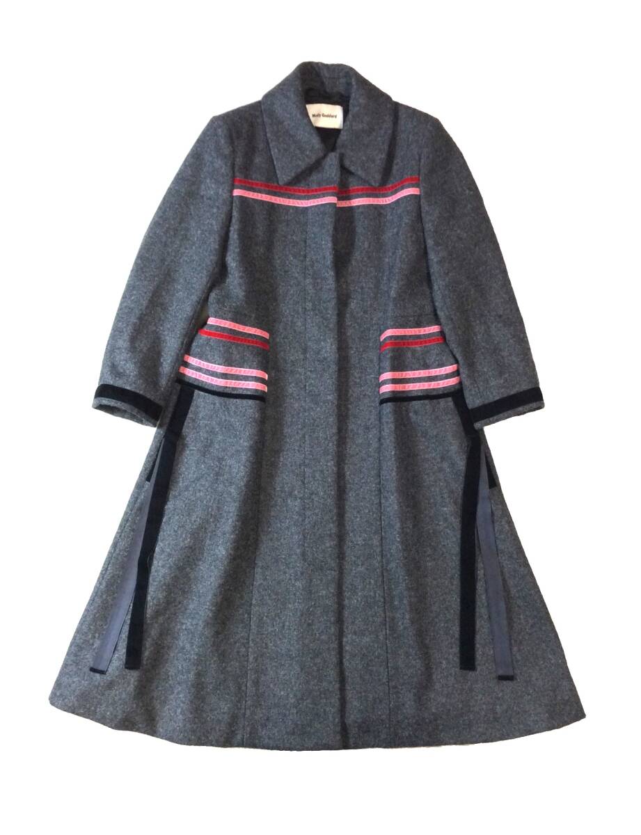 Molly Goddard モリーゴダード ウール Aライン ロングコート ジャケット グレー/ピンク UK8 (ma)拍卖