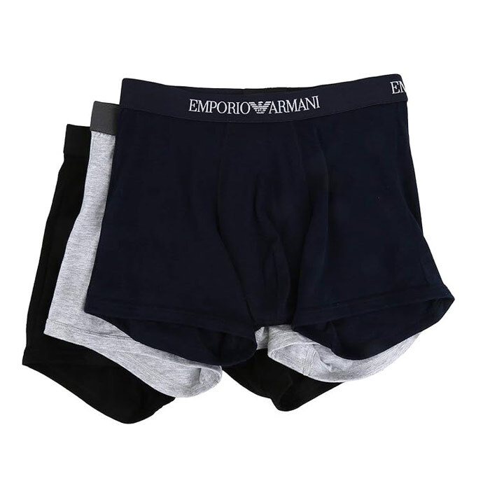 エンポリオ アルマーニ メンズ ボクサーパンツ トランクス 111611/CC722PK 94235 GY/BK/NV 3枚組 Lサイズ/送料無料拍卖