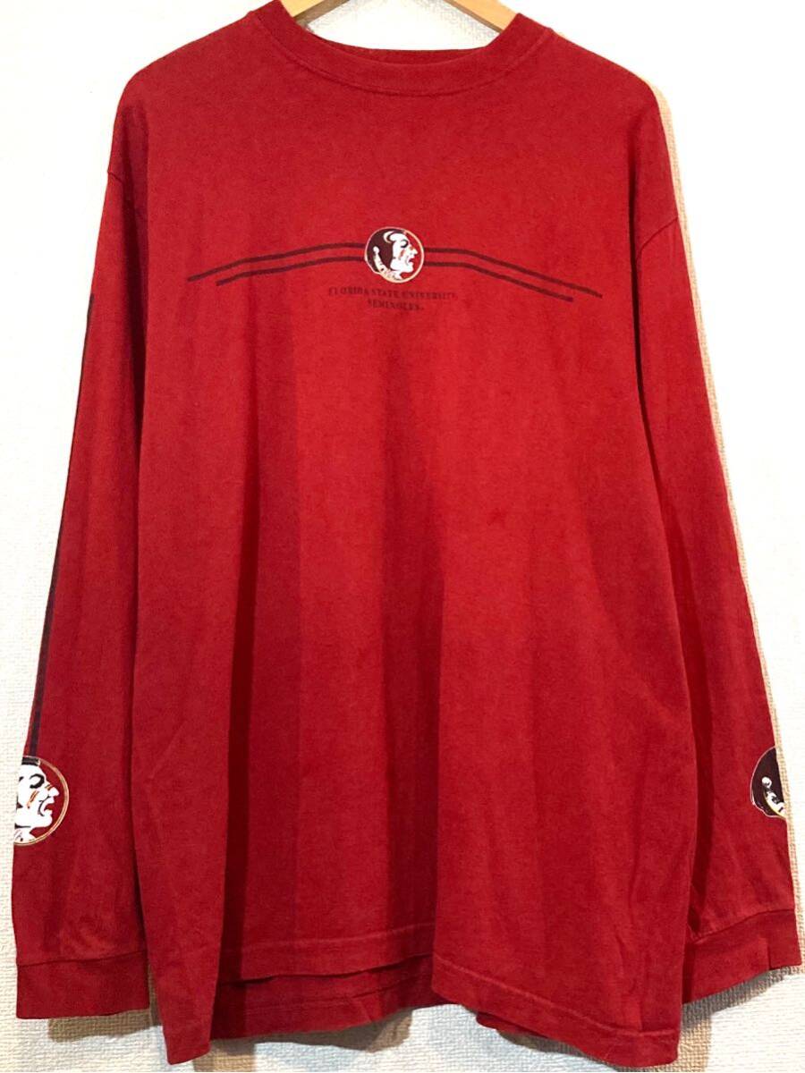 NCC★90's-2000'sVINTAGE★ロングTシャツ★FLORIDA★フロリダ★カレッジ★インディアン★ロゴプリント★USA★メキシコ製★ビンテージ★赤拍卖