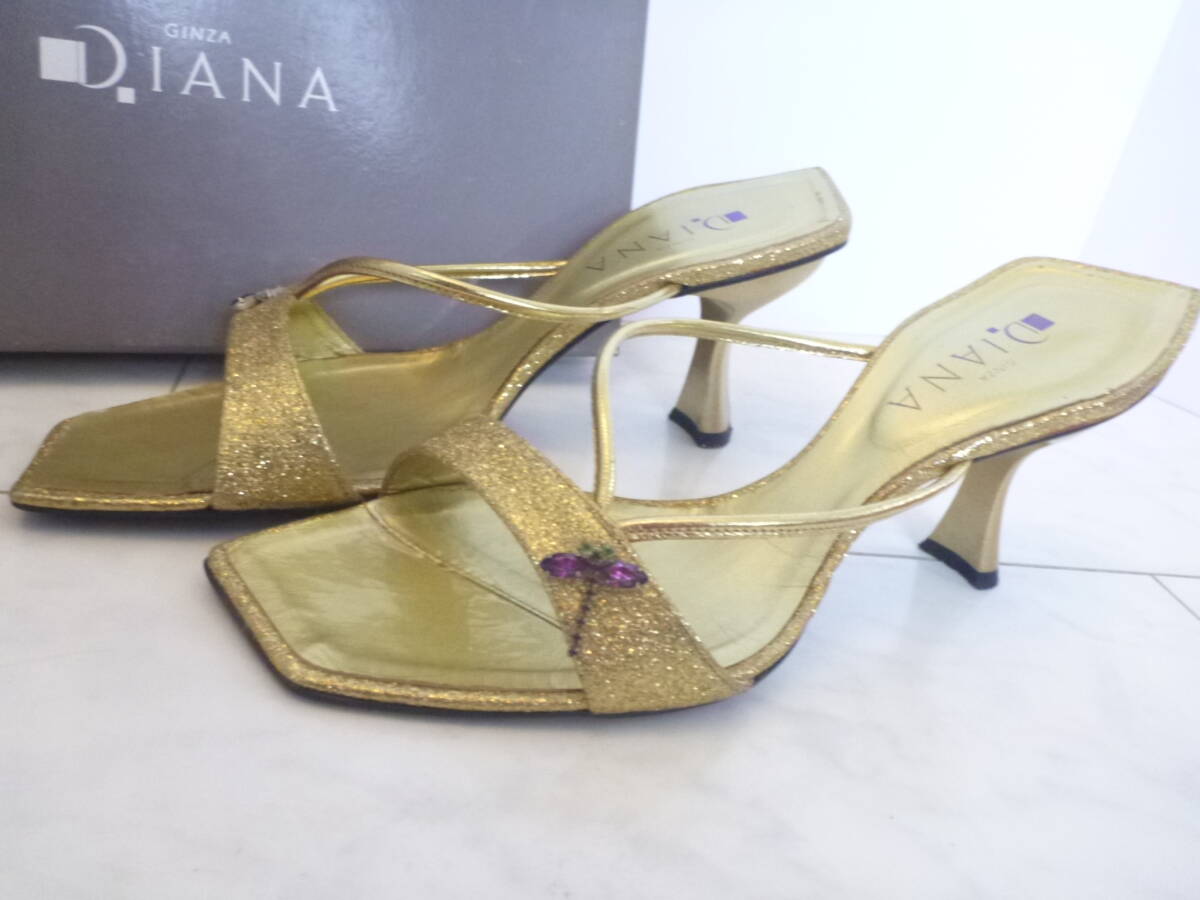 1.5万 DIANA ダイアナ★ ゴールド サンダル 24.5拍卖