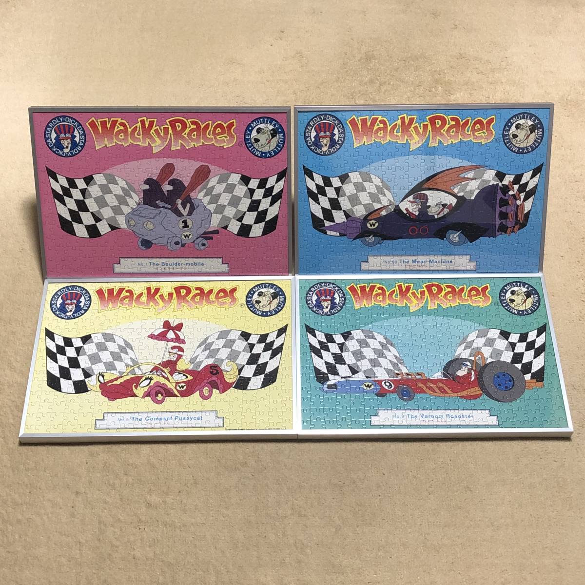 Wacky Races チキチキマシン猛レース ジグソーパズル 完成品 4種類 アルミフレーム付き 300ピース 非売品 ★ 送料込み ★ 1992年拍卖