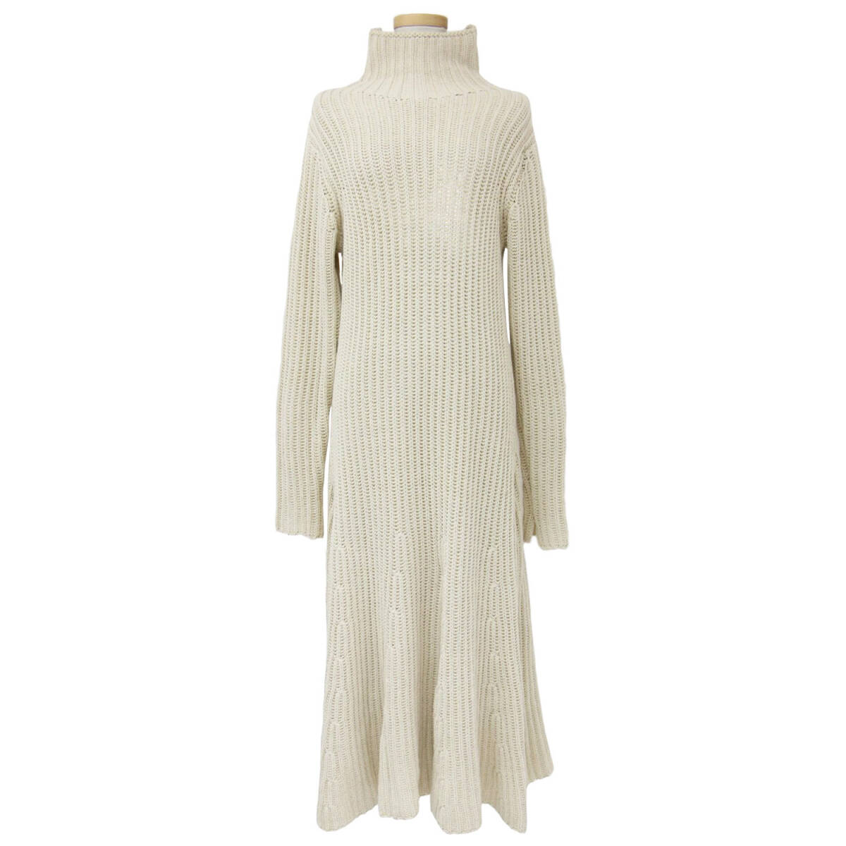 SLOBE IENA スローブ イエナ ワンピース ベージュ サイズ:FREE 23秋冬 タートルネック ニット フレア ロングワンピース リブ コットン拍卖