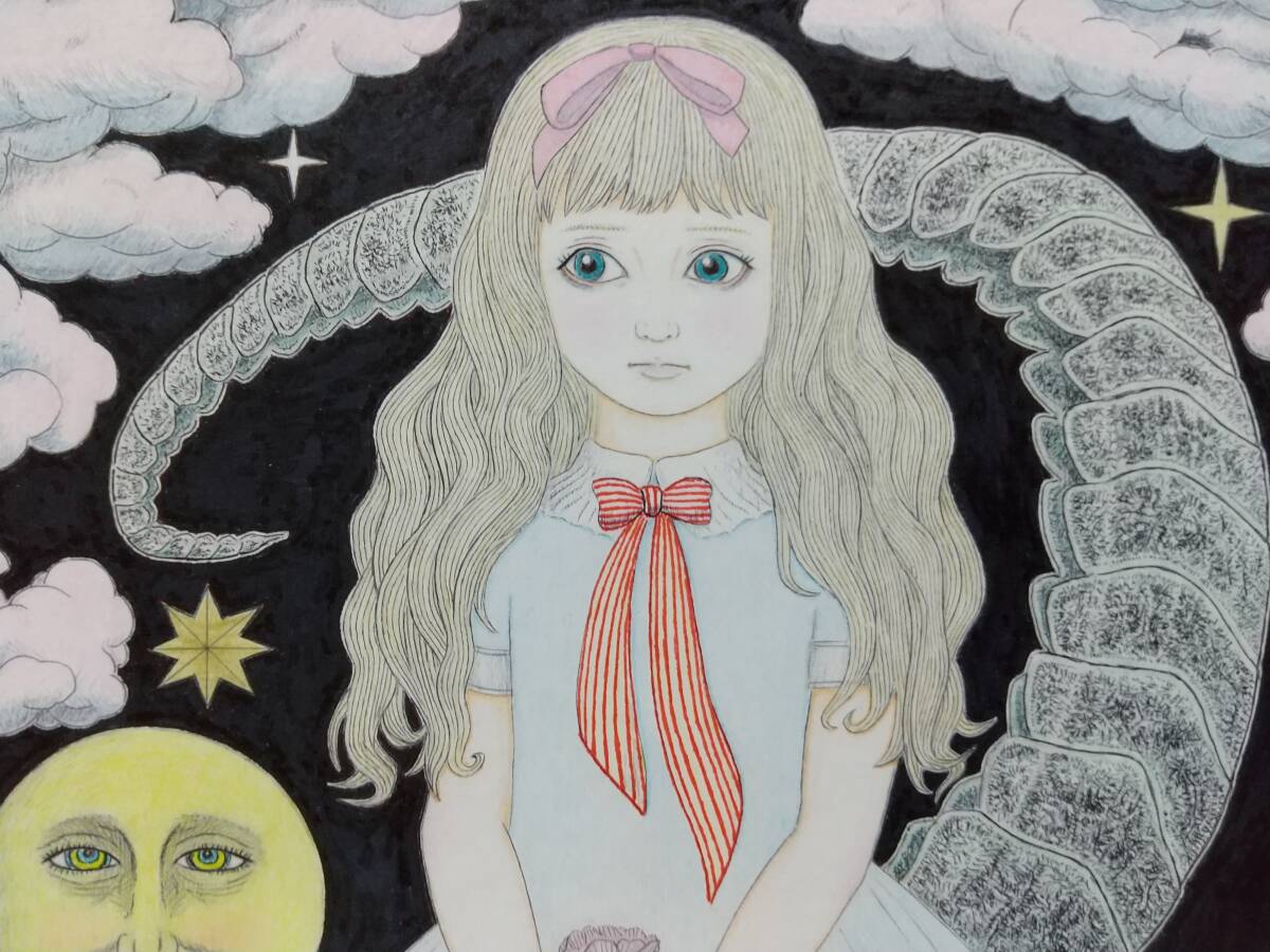 オリジナル手描きアナログイラスト「シッポの女の子」送料無料拍卖