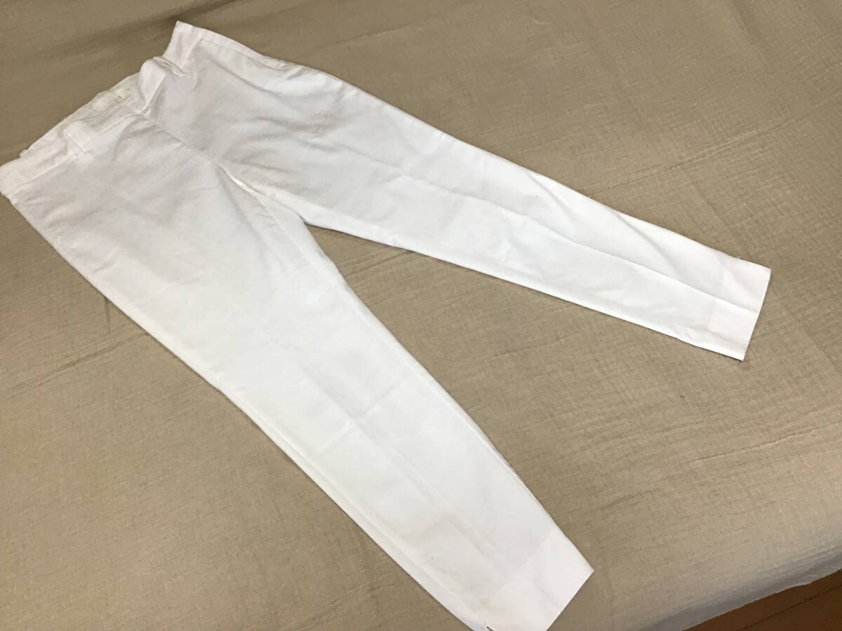 ■H&M テーパードストレッチパンツ 白 36 送料660円♪拍卖