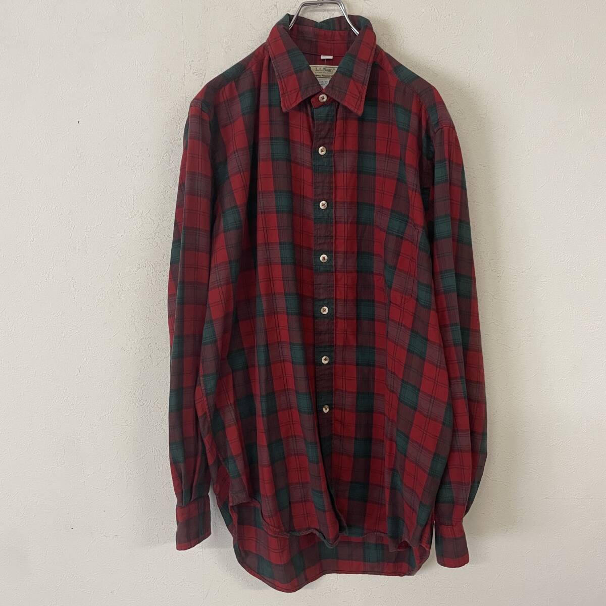 ビンテージ 70s 80s LL Bean エルエルビーン USA製 コットン ウール チェック デザイン 長袖シャツ 240608拍卖