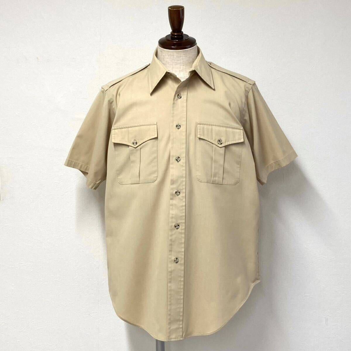 70s〜80s【Eddie Bauer】半袖 サファリシャツ size M USA製 ベージュ ヴィンテージ/エディーバウアー バナナリパブリック LLBean ラルフ拍卖