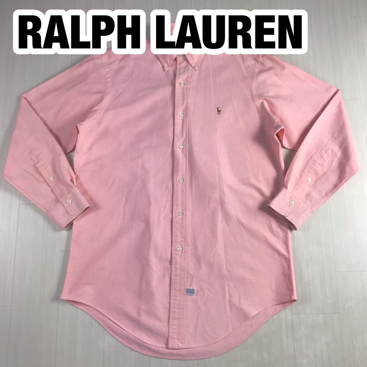 RALPH LAUREN ラルフローレン 長袖シャツ 15-33 ピンク 刺繍ポニー オーバーサイズ拍卖
