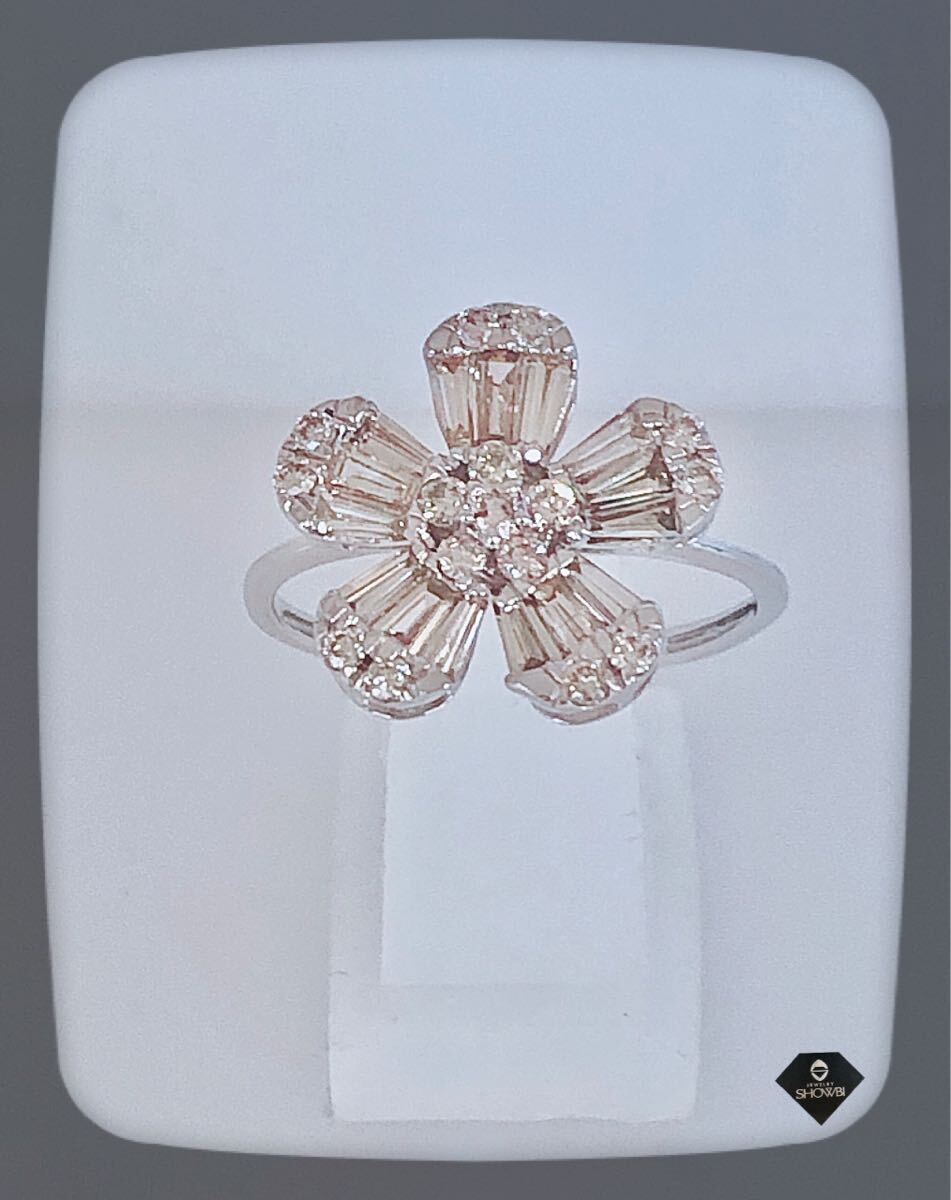 ジュエリーショービ ダイヤモンドお花モチーフリング(K18WG)拍卖