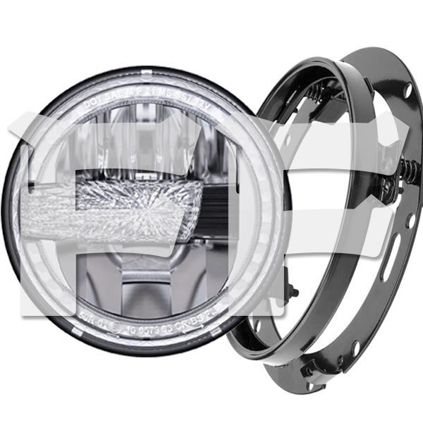 Eマーク取得 ハーレーダビッドソン CREEチップ LED 7インチ 42W ヘッドライト ブラケット Hi.Low.ディライト 6500K 1セット拍卖