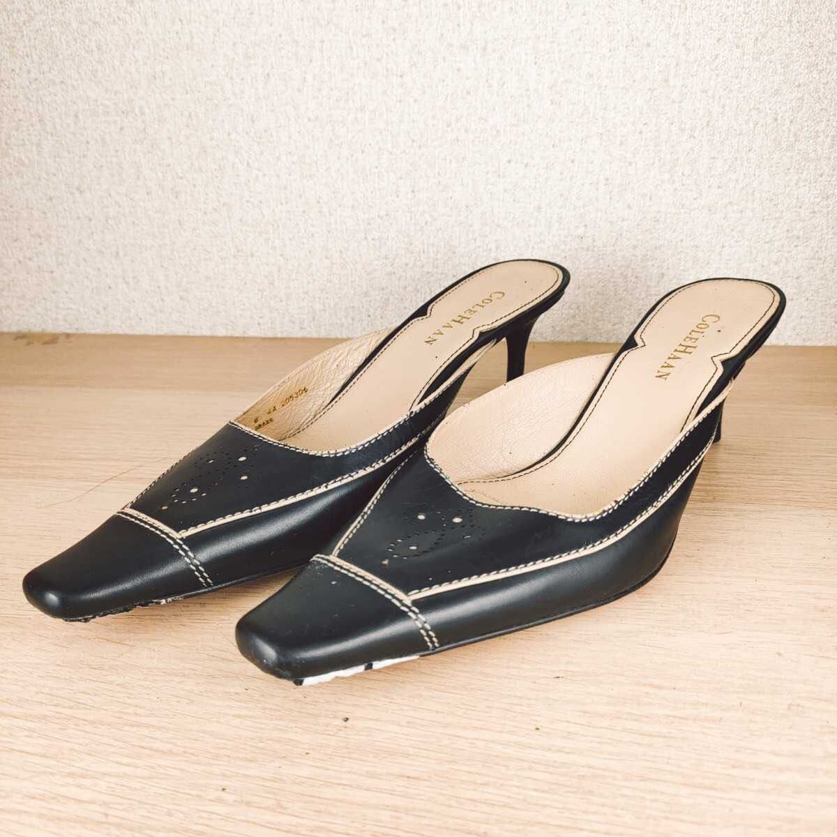 COLE HAAN コールハーン サンダル パンプス ブラック系 ヒール シンプル 8AA 27cm 靴 履物 ヒールサンダル ヒールパンプス シューズ拍卖