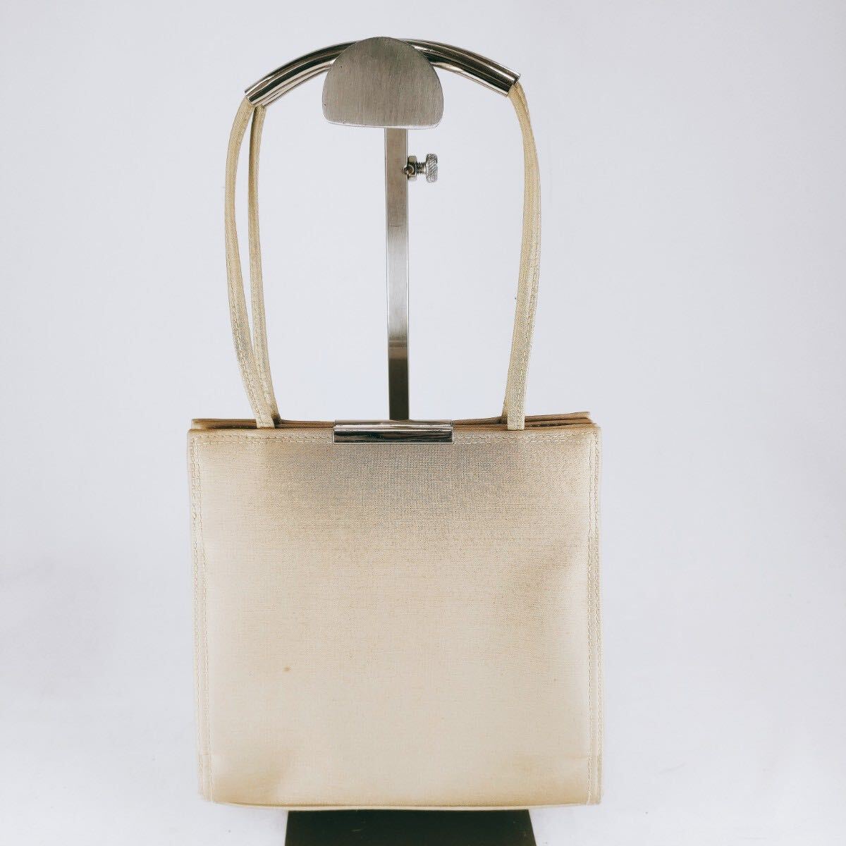 【美品】 ミニトート ハンドバッグ 手提げ カーキ系 ハンド トート 鞄 軽量 ミニバッグ レトロ スクエア 弁当バッグ かばん カバン C-1拍卖