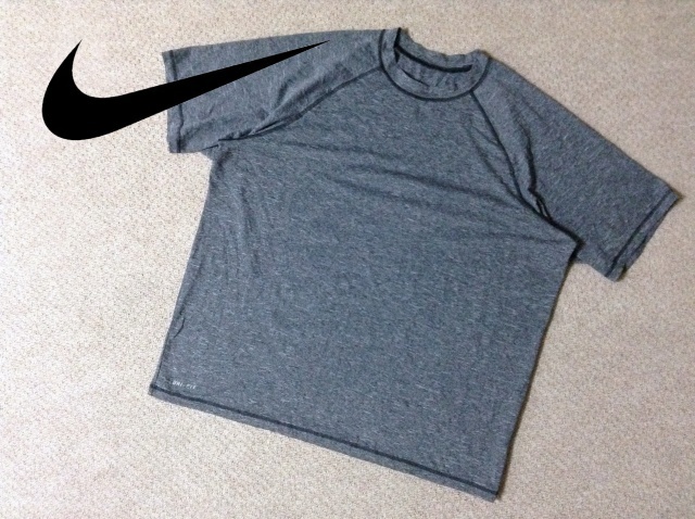 ★中古★ナイキ DRI-FIT 半袖Tシャツ ハーフスリーブ メンズ XL グレー 灰色 無地 トレーニング ジム ワークアウト NIKE拍卖