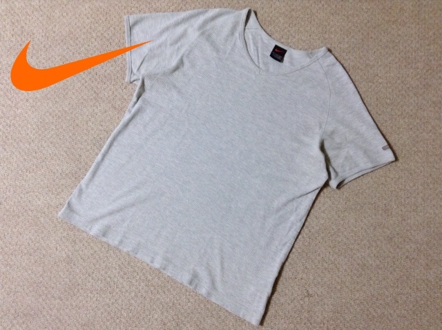 ★中古★ナイキ メンズ Vネック 半袖Tシャツ グレー 灰色 XLサイズ ファッション 90s 00s NIKE 古着 ビンテージ オールド拍卖