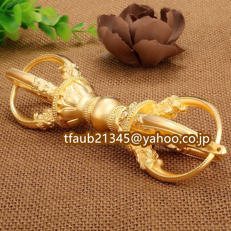 「密教法具 寺院用仏具」金剛五鈷杵 銅製磨き仕上げ 長さ18cm拍卖