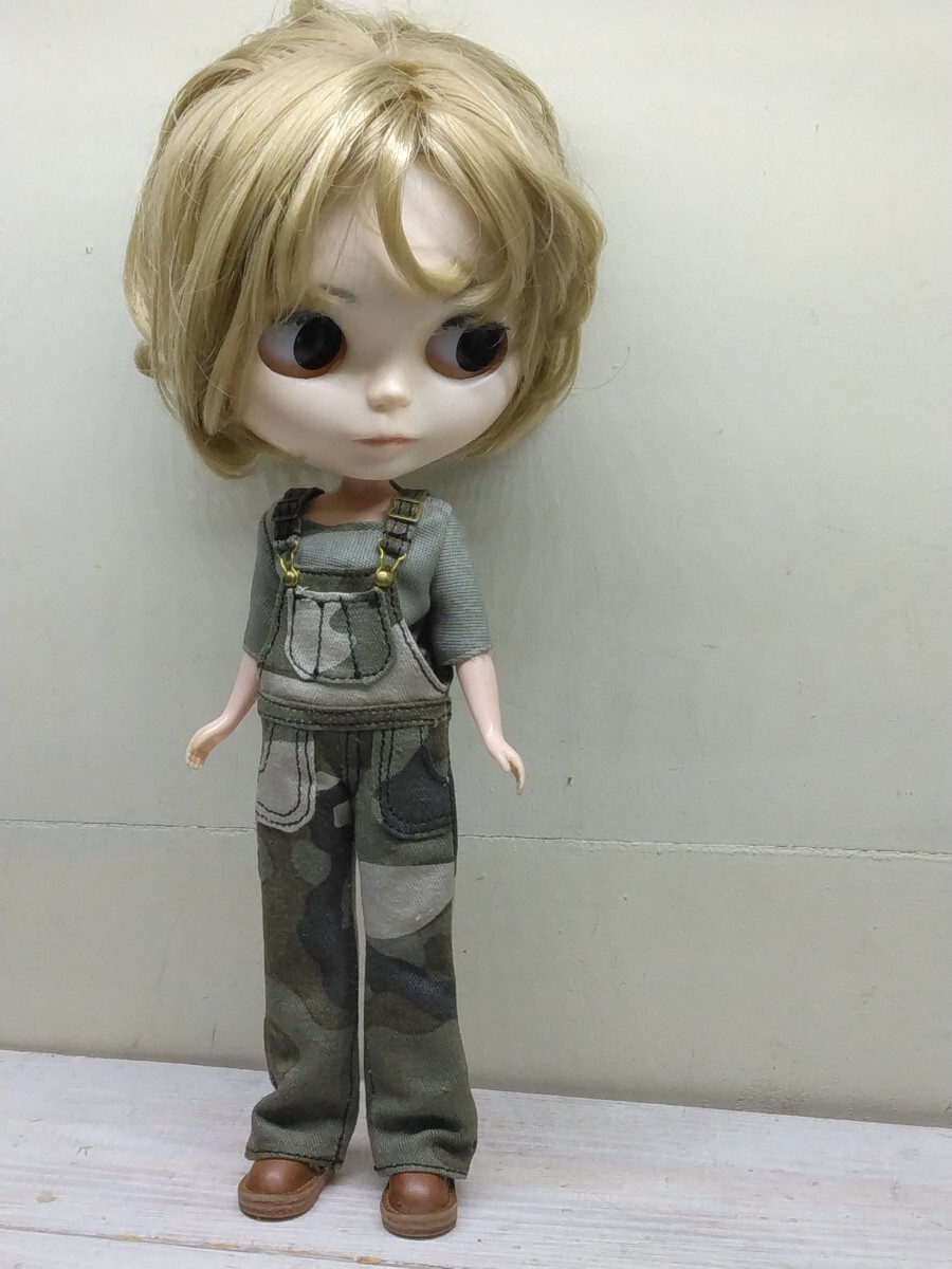 ヘリンボン迷彩柄オーバーオール ネオブライス リカちゃん オビツ ピュアニーモ ハンドメイド アウトフィット Blythe outfit 拍卖