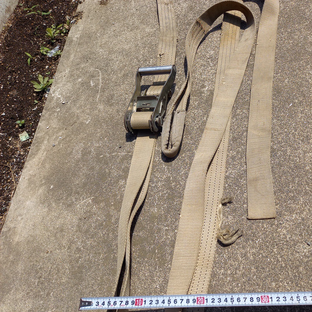 ラッシングベルト ベルト 固定側約50 調整側約4m 荷物固定 運搬 建築 ゆうパック60 先端ワッカ 拍卖