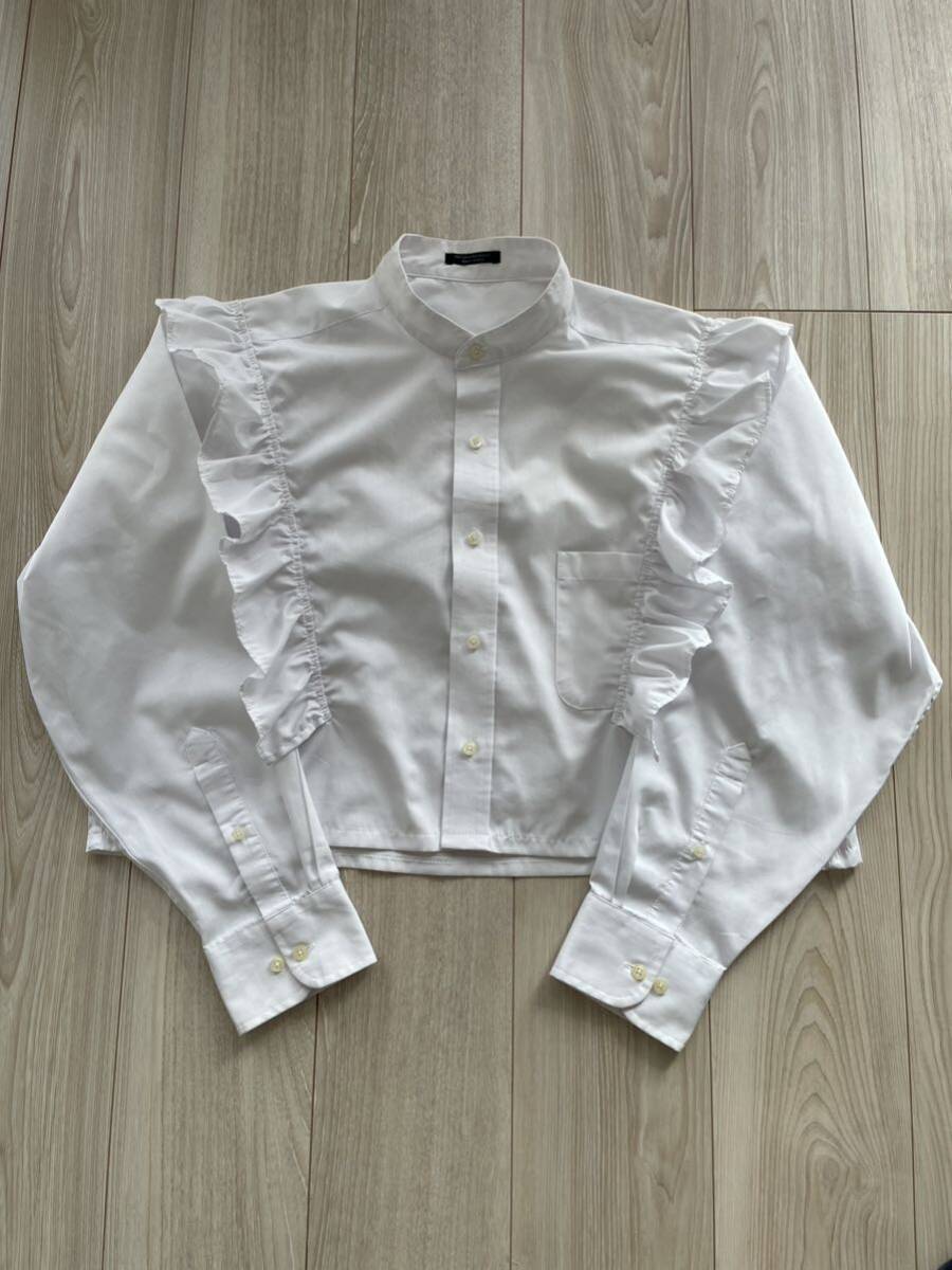 ★美品★1回着用★長袖フリルブラウス★ホワイト★Lサイズ (中古)拍卖
