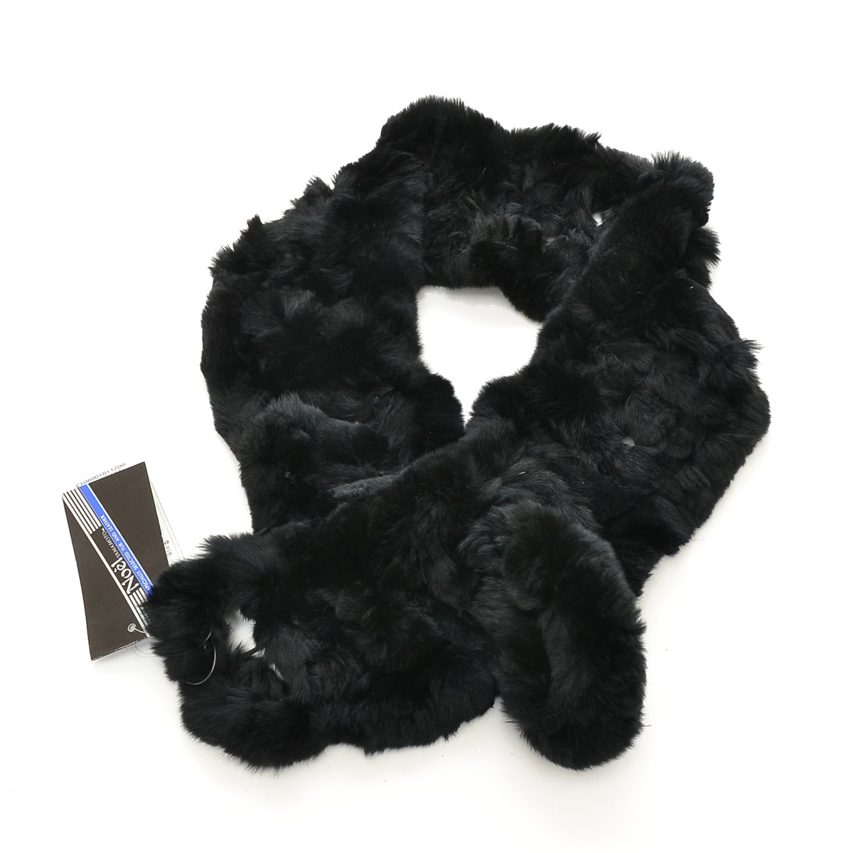 □362323 未使用品 I'hiver ◯レッキス ヤーン マフラー ストール 毛皮 レディース ブラック拍卖