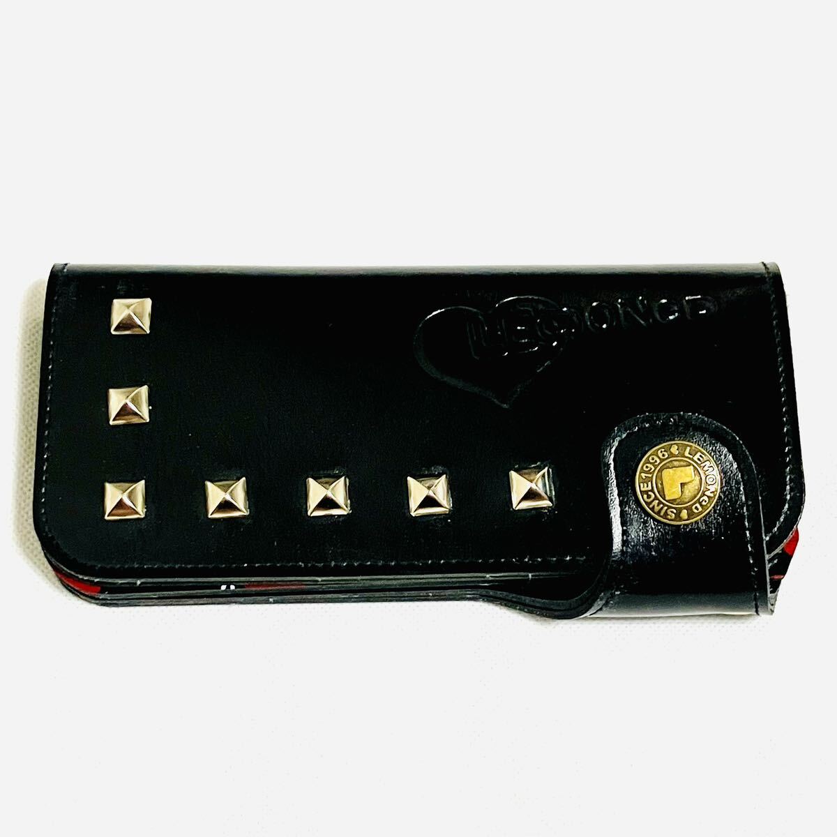 hide LEMONeD レモネード イエローハート ウォレット 長財布 ブラック 黒 X JAPAN 中古品 フェイクレザー 合皮拍卖