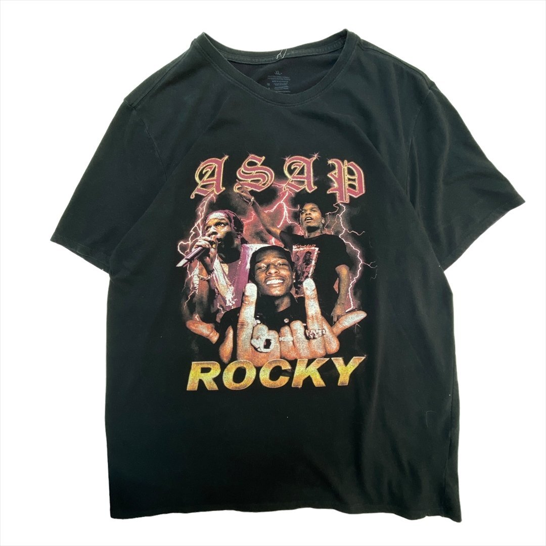 Asap Rocky エイサップ・ロッキー Tシャツ 半袖 ブラック 古着 メンズ XL ラッパー アメリカ クリーニング済み拍卖