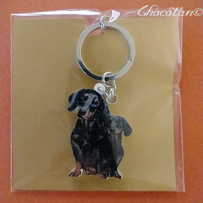 【送料無料】ダックス ⑥ ブラタン親子 アクリル キーリング【新品】拍卖