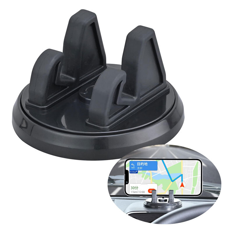 スマホスタンド ダッシュボード貼り付 ブラック 360度回転式 コードフック付 軟質ゴム製 セイワ WA139拍卖