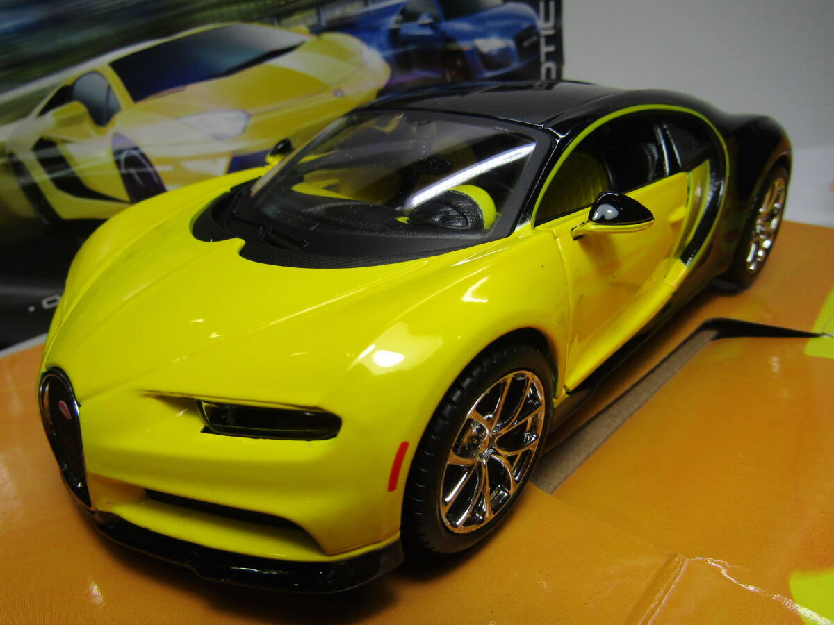 Bugatti Chiron 1/24 ブガッティ シロン 2016~24 ルイ・シロン Louis Chiron Maisto Exotics DESIGN 美品 イエローxブラック 稀少拍卖