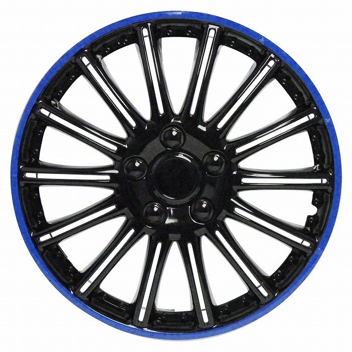 ABS樹脂 ホイールカバー キャップ 14インチ ブラック×ブルー ホイールキャップ R14 純正交換 スチールホイール てっちんホイール タイヤ拍卖