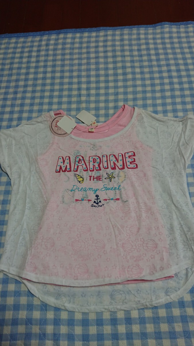 〇♪176☆未使用・保管品☆ANGELLOVE☆2点セット オパールカットソー+タンク 白150①拍卖