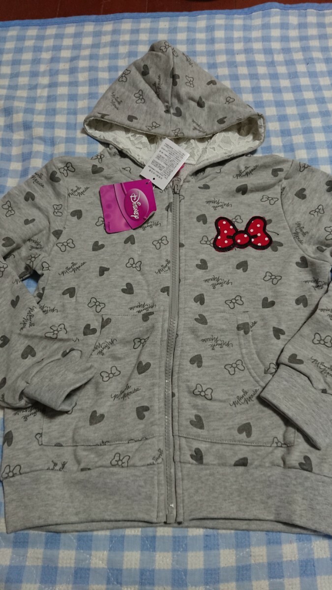 〇130☆未使用・保管品☆DISNEY☆ミニーアイコン トレーナージップアップパーカー灰120①拍卖