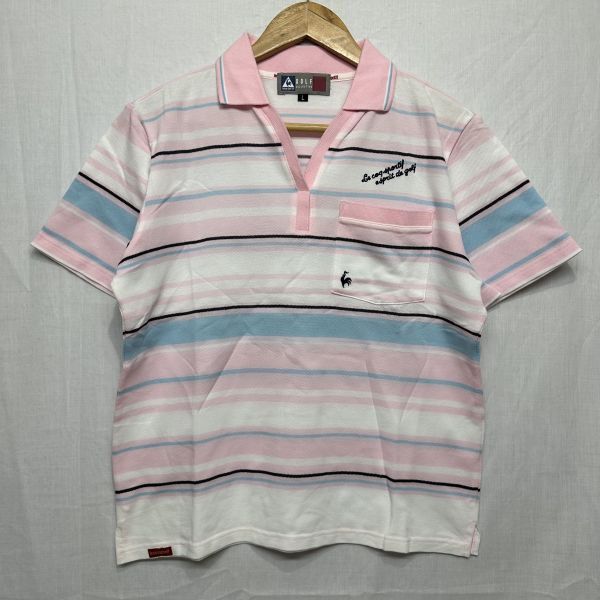 le coq sportif golf ルコックスポルティフ ゴルフ ショート スリーブ 半袖 ポロ シャツ ウェア レディース L ピンク b19509拍卖