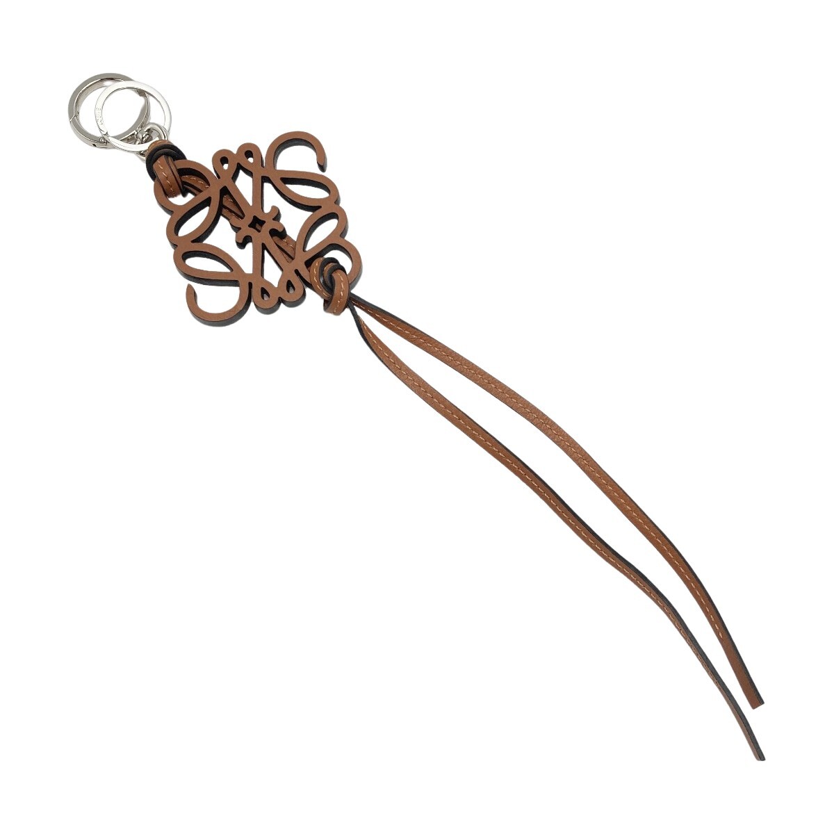 ☆☆ LOEWE ロエベ アナグラム バッグチャーム C621232X83 ブラウン レザー キーホルダー 目立った傷や汚れなし拍卖