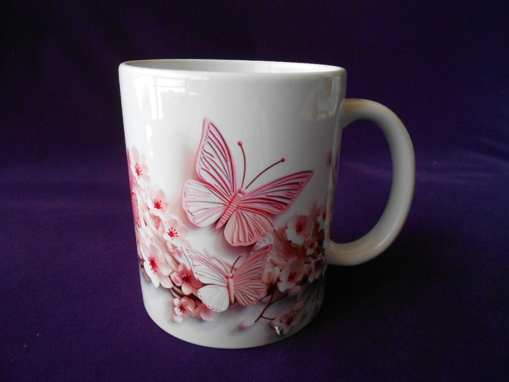 ティータイム! ☆バタフライ・マグカップ☆ 新品 ギフト 珈琲 コーヒー 紅茶 カップ ミルク ラテ エスプレッソ カプチーノ ギフト拍卖
