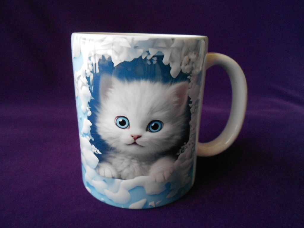 ティータイム! ☆子猫ブルー・マグカップ☆ 新品 ギフト 珈琲 コーヒー 紅茶 カップ ミルク ラテ エスプレッソ カプチーノ ギフト拍卖