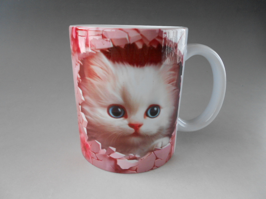 ティータイム! ☆子猫ピンク・マグカップ☆ 新品 ギフト 珈琲 コーヒー 紅茶 カップ ミルク ラテ エスプレッソ カプチーノ ギフト拍卖