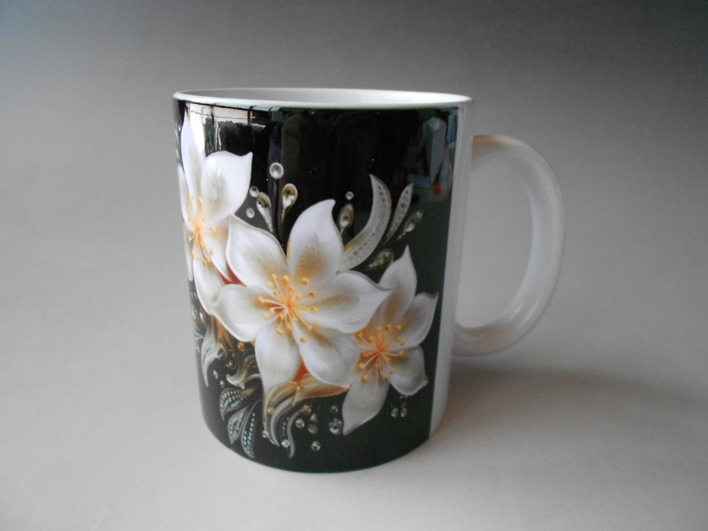 ティータイム! ☆クリスタルリリー・マグカップ☆ 新品 ギフト 珈琲 コーヒー 紅茶 カップ ミルク ラテ エスプレッソ カプチーノ ギフト拍卖