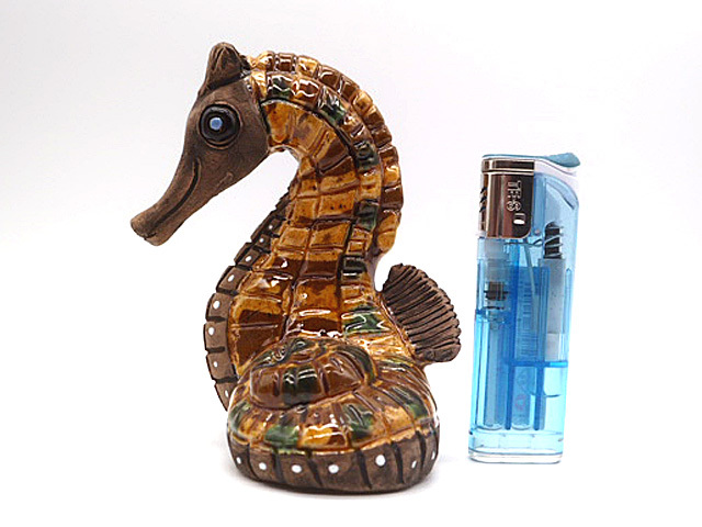 No12 ペルー製 VNTG Casals 陶器・海馬・タツノオトシゴ置物 リコナーダスタイル・240603拍卖