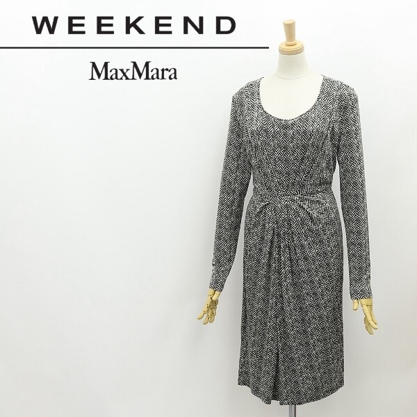 ◆Max Mara WEEKEND マックスマーラ ストレッチ ヘリンボーン柄 タック ワンピース S拍卖