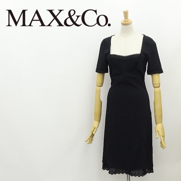 ◆MAX&Co. マックス&コー マックスマーラ ストレッチ レース使い ワンピース 黒 ブラック 38拍卖