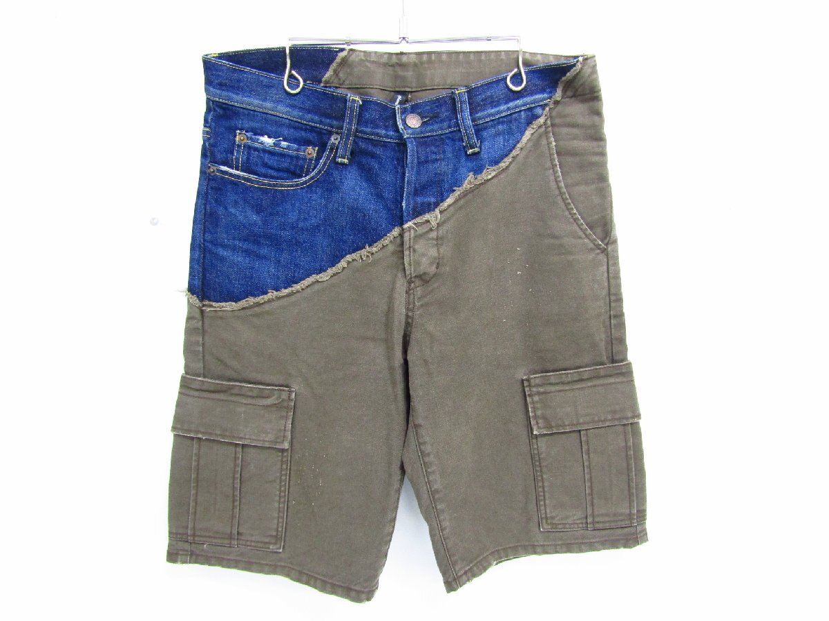 glamb グラム デニム 切り替え ショート ショーツ ハーフパンツ ドッキング ダメージ加工★FG7287拍卖