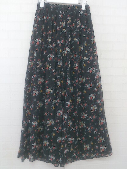 ◇ AZUL BY MOUSSY アズールバイマウジー 花柄 イージーパンツ サイズS ブラック系 マルチ レディース P拍卖