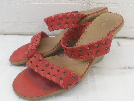 ◇ MARC JACOBS マークジェイコブス イタリア製 ウェッジソール サンダル サイズ約21.5cm~22.0cm相当 レッド レディース P拍卖