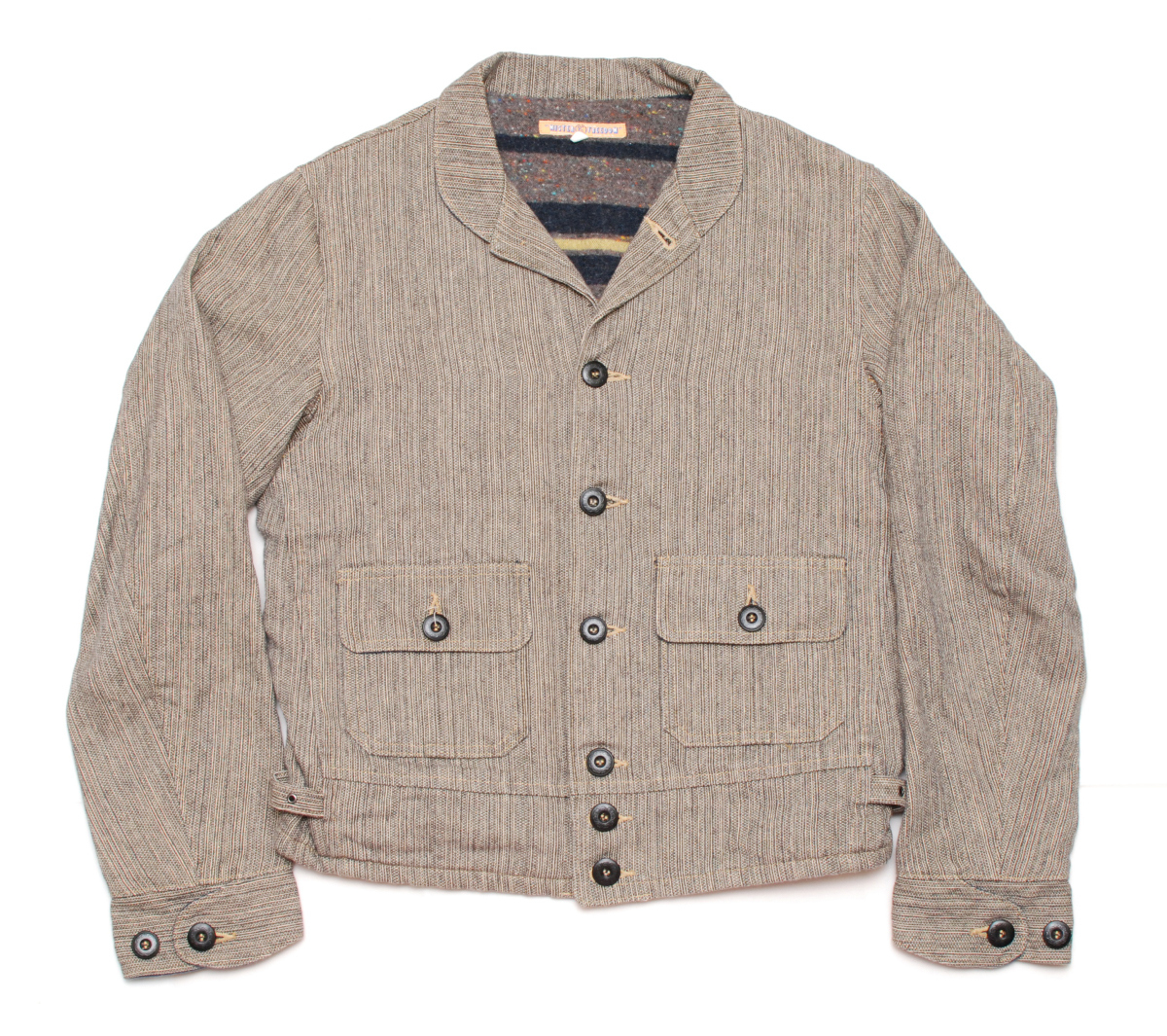 中古 ミスターフリーダム Mister Freedom Gray Stripe EL Americano 36 ジャケット リネン混 ブランケット拍卖