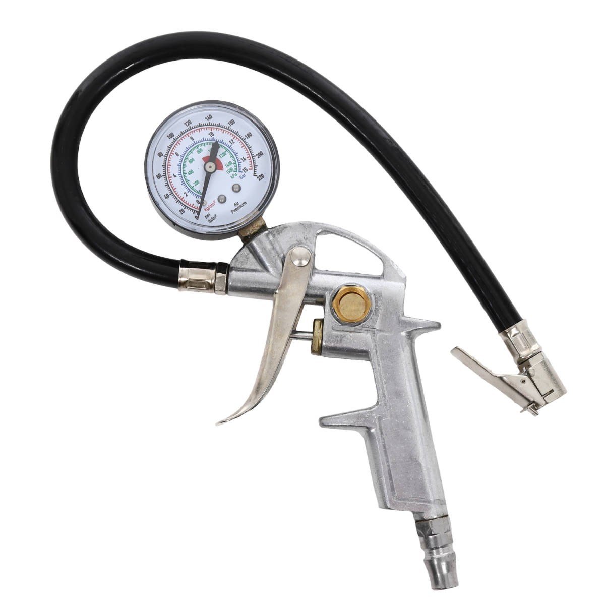 送料\300 エアーゲージ空気圧整備3ファンクションタイヤゲージ黒拍卖