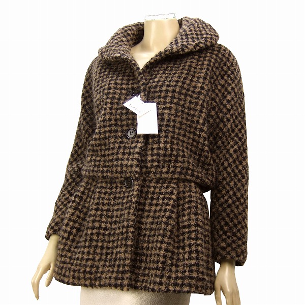 JK)新品★タバサ TABASA ピーエックス★\53000円*ふんわり優柔×艶ループ(千鳥格子)★可憐ぺプラムジャケット★36(7号 Sサイズ)★日本製*拍卖