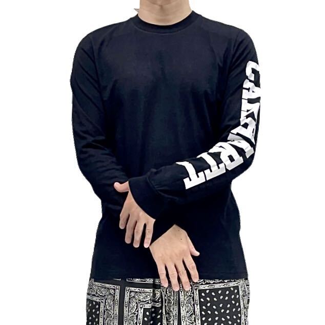 中古 carhartt wip カーハート 袖 スリーブ ブランド ロゴ 無地 タイト フィット シンプル リブ ロンT 長袖 Tシャツ 黒 ブラック Sサイズ拍卖