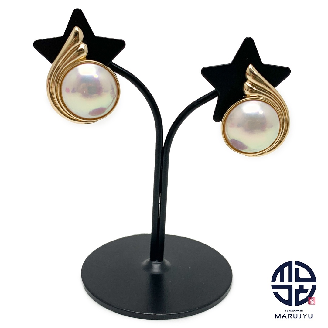TASAKI 田崎 タサキ K18 18金イエローゴールド マベパール 真珠 イヤリング 両耳 アクセサリー ジュエリー拍卖
