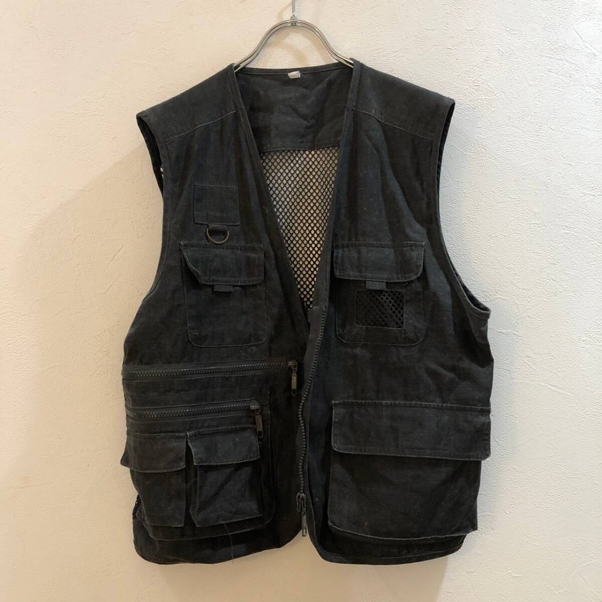 ジップアップジャケットベスト アウトドア ブラック 黒 メンズ L拍卖