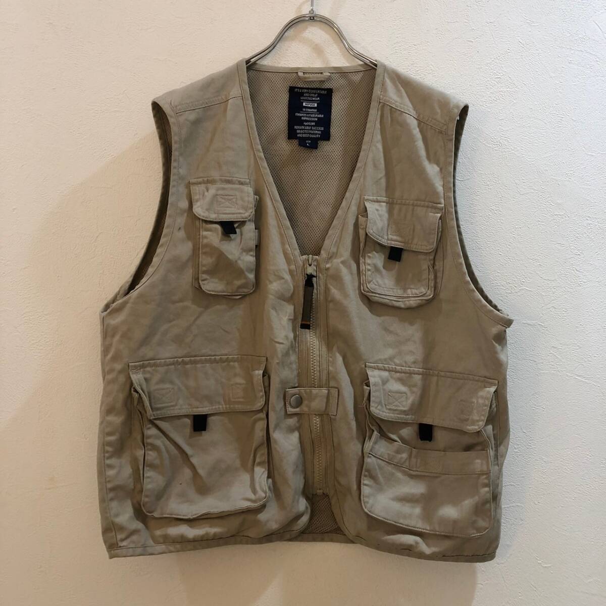 NEPUCA/ ジップアップジャケットベスト アウトドア ベージュ メンズ L拍卖